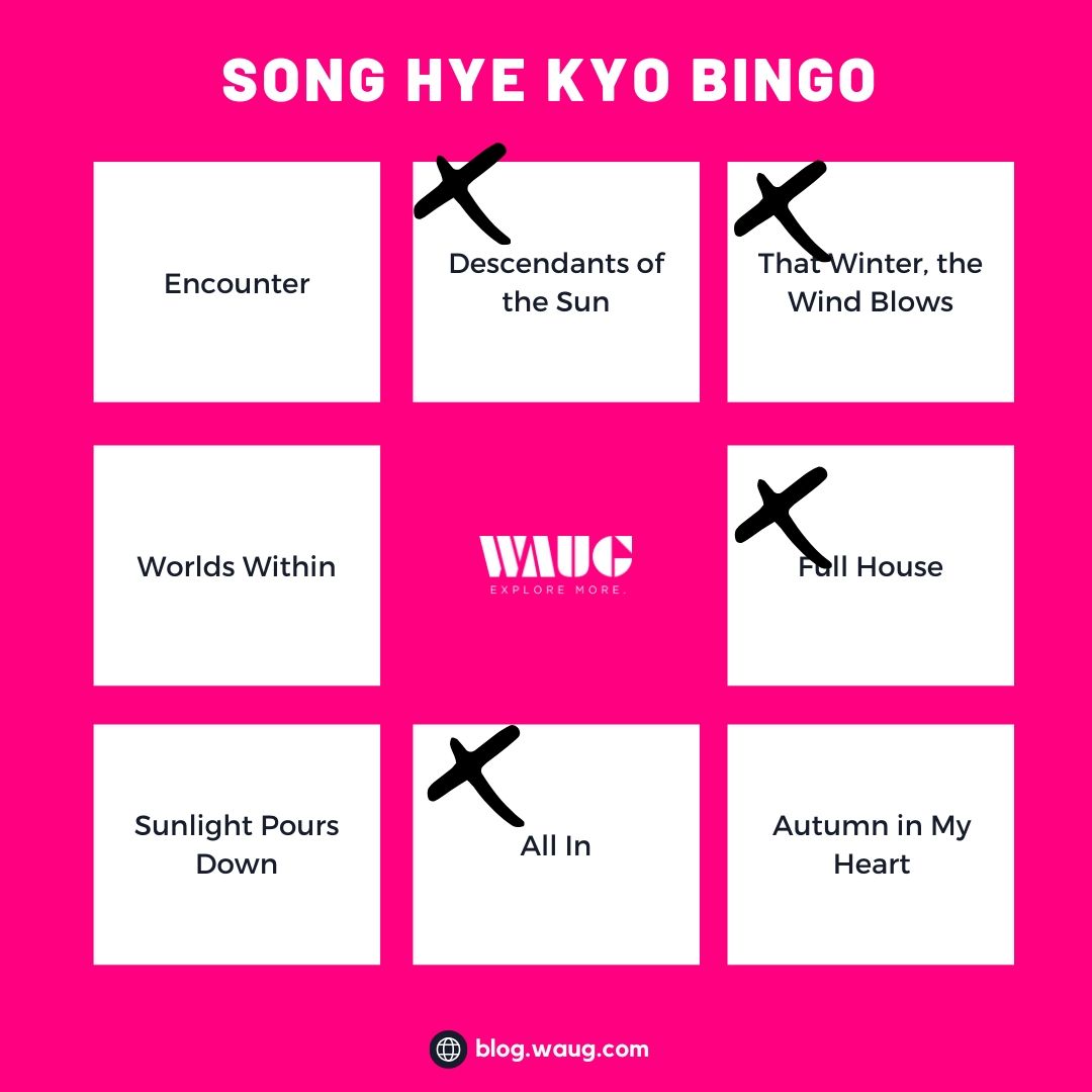 ManilaxSeoul's tweet photo. Got 4/8. Download the #SongHyeKyo bingo card here! https://t.co/I4l1iHWw5i  #송혜교 https://t.co/CDroUaWH9r