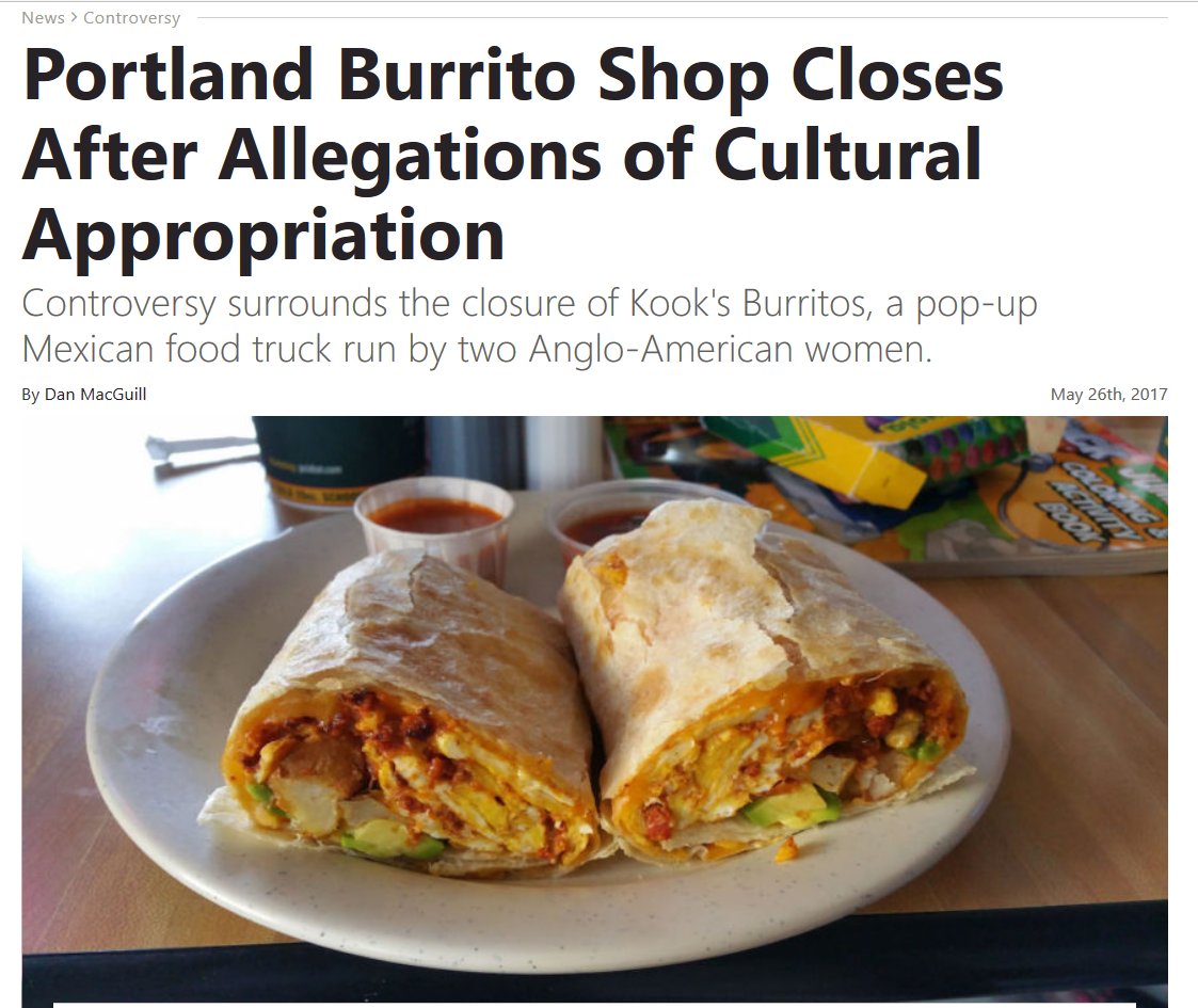 Is it left wing to argue that cooking a Mexican dish is cultural appropriation but demanding to be treated as a woman when you are a male is not?
