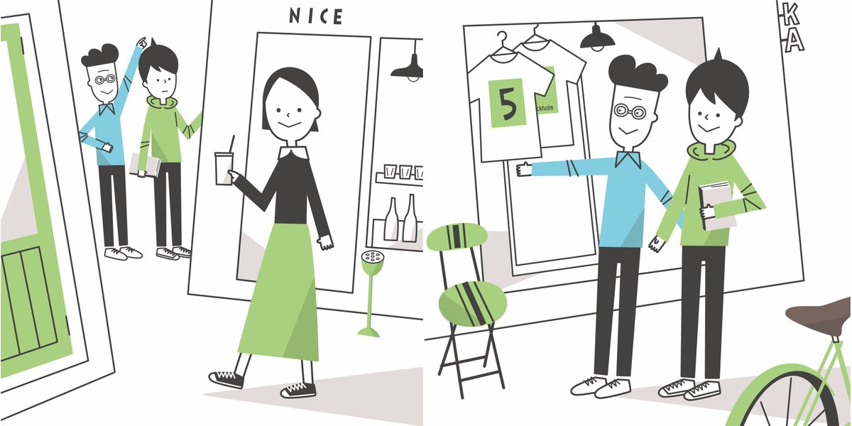 雑貨屋の通り 折りたたみ椅子と自転車 イラスト Illustration こばやしまさとの漫画