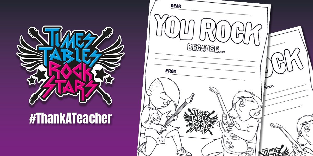 TTRockStars's tweet photo. #ThankATeacher Day is only a few days away. Help your child thank their teacher with our printable PDF. Children can access this by clicking their avatar in the top right and clicking downloads #TTRockStars @UKThankATeacher https://t.co/wAdFl0maLr