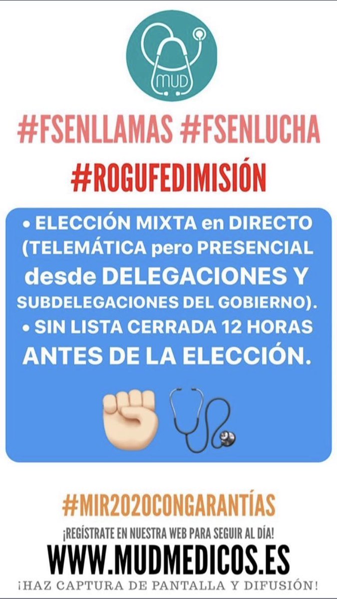 sof13sg's tweet photo. Lo mínimo que exigimos después de años de esfuerzo y sacrificio es que se nos trate con RESPETO. La elección telemática tal y como está planteada es INJUSTA y NO se asemeja a la elección presencial, como se nos había prometido. @sanidadgob @Rogufe @salvadorilla @MUDmedicos https://t.co/3v1443bvcG