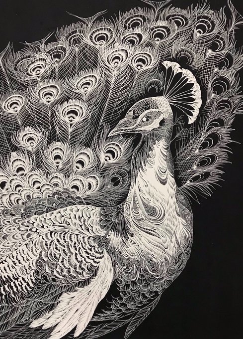 ニッポン行きたい人応援団 切り絵作家は その作品は 滋賀の寺の巨大切り絵 タコや孔雀の切り剣
