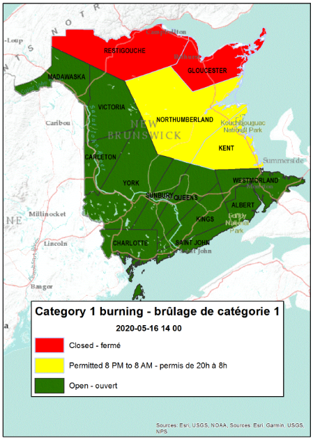 NBForestFires's tweet photo. The following counties are closed for burning: Restigouche, Gloucester

Between 8 PM and 8 AM burning is permitted in the following counties: Northumberland, Kent

All other counties are open for burning. https://t.co/4JaZizwh1p