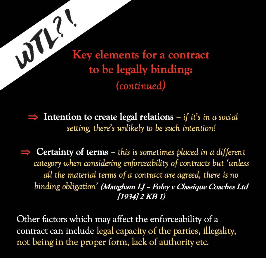 whatthelawyer's tweet photo. But we had a verbal contract!!!?
Whether the contract you made was verbal or not, it can still be legally binding‼️
Do you remember the key elements that make a contract legally binding? 🤷🏽♀️
👇🏽Check out our #revisiontips below!
#learninglaw #lawstudent https://t.co/wTbBXriAC2