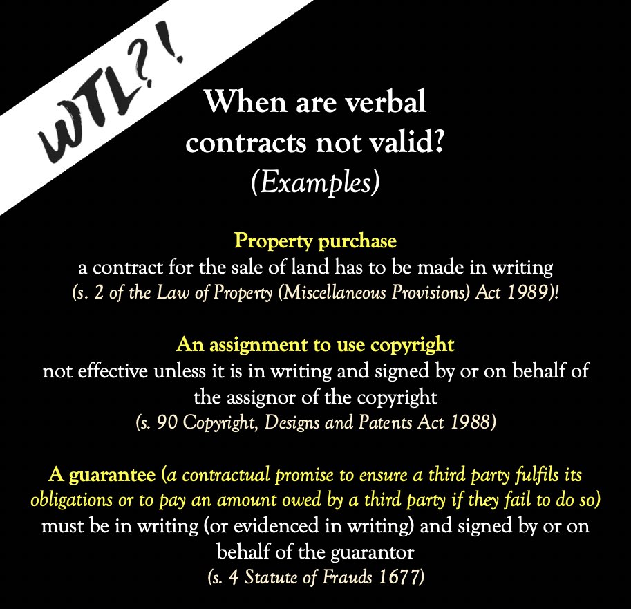 whatthelawyer's tweet photo. But we had a verbal contract!!!?
Whether the contract you made was verbal or not, it can still be legally binding‼️
Do you remember the key elements that make a contract legally binding? 🤷🏽♀️
👇🏽Check out our #revisiontips below!
#learninglaw #lawstudent https://t.co/wTbBXriAC2