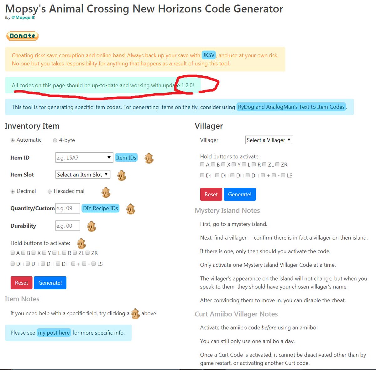Yyoossk𑀳 ニンテンドースイッチ あつまれ どうぶつの森の チートコードジェネレーターmopsy S Animal Crossing New Horizons Code Generator紹介 T Co Jce8oxouv1
