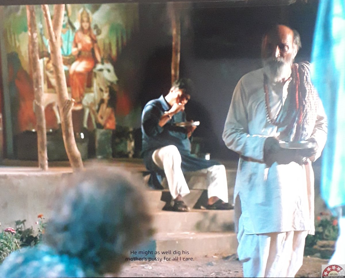 THREAD:  #pataallok   Before I begin I would like to share a still from the series to give you a slight idea about the show.In the picture below aHindu Maharaj is shown cooking meat to Hindu Politician who is eating it in front Goddess sitting on Cow.Now here I go...1/n