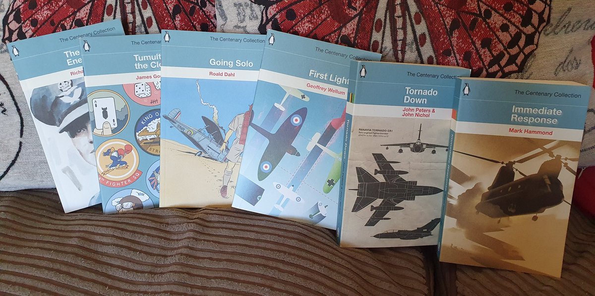 Emmsyjayne's tweet photo. Finally, the latest books to join my #AvGeek collection have arrived! Love this #CenteneryCollection for #RAF100 @PenguinUKBooks. Looking forward to #TornadoDown @JohnNicholRAF. I wonder how they chose which 6 books to be in the collection 🤔 #NoOrdinaryJob #ThoseMagnificentMen https://t.co/q03ImsTvhD