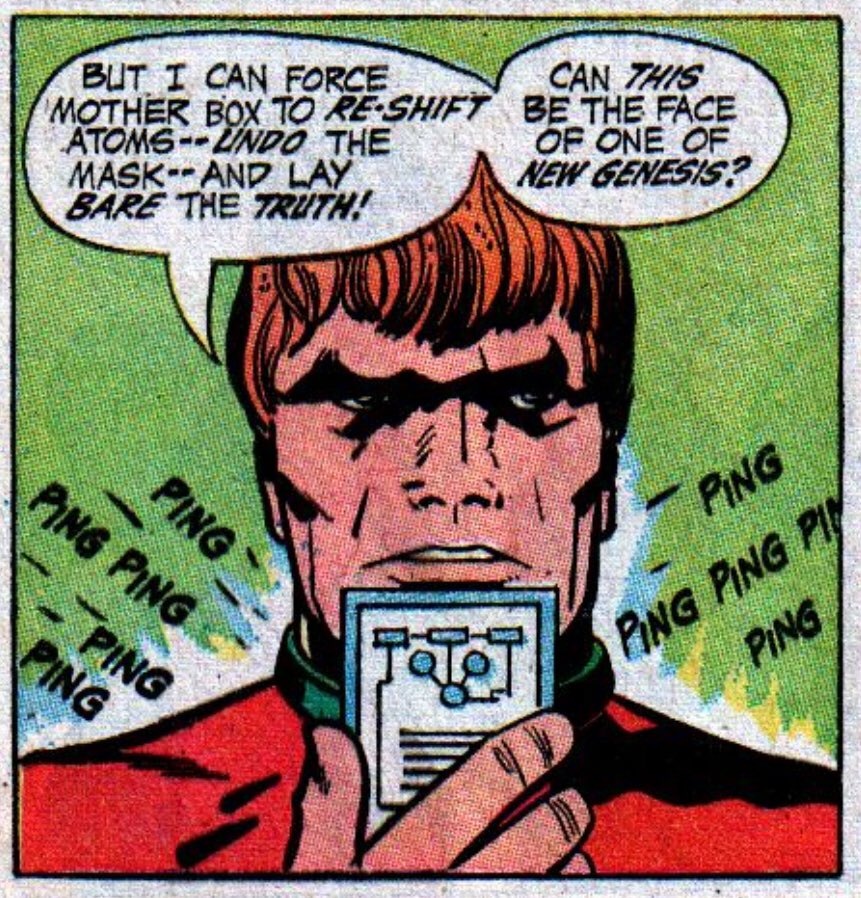Kirby’s Motherbox is basically a non-evil smart phone 40 years early, and much like our smart phones, Orion uses it primarily to look hotter than he really is to strangers