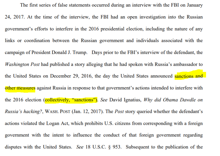 33/ in Sentencing Memorandum (Van Grack for Mueller),  https://www.courtlistener.com/recap/gov.uscourts.dcd.191592/gov.uscourts.dcd.191592.46.0_2.pdf. In a sentence about Ignatius' story, Van Grack slyly defined "sanctions" to COLLECTIVELY include "sanctions and other measures against Russia in response to that government’s actions"