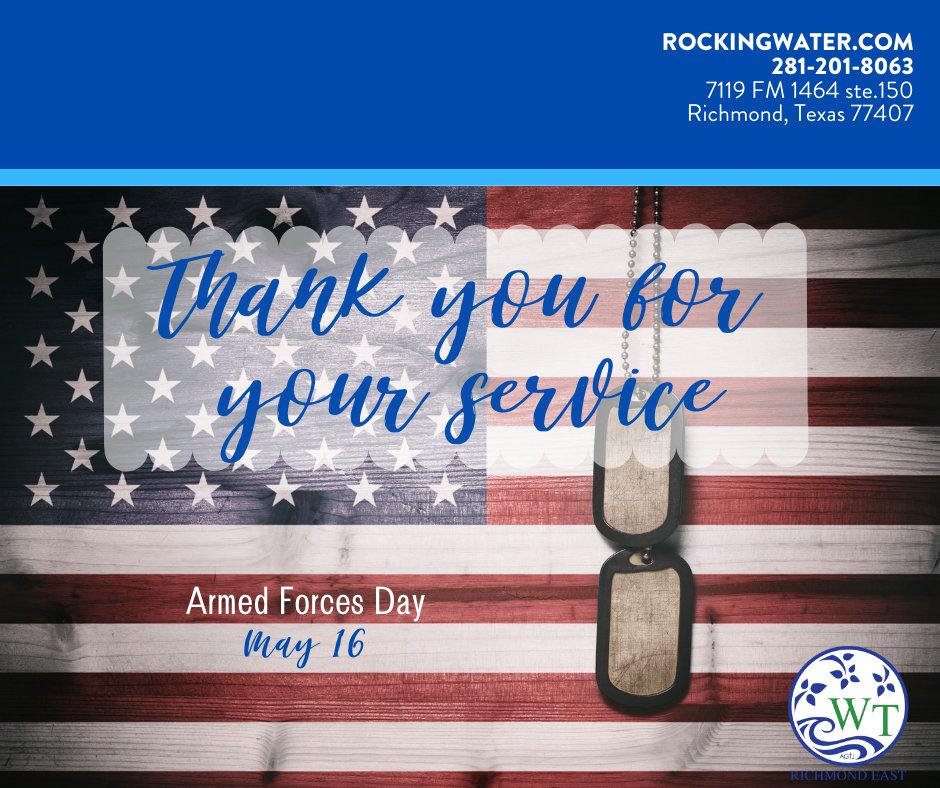 EastWatertree's tweet photo. ⁠
Thank you to all our military and their families!
⁠
Click below to request and receive your free water report!⁠
 🚰⁠
⁠
📞 281-201-8063⁠
🖥️ https://t.co/ZgbXM162qH⁠⁠⁠
⁠
#ArmedForcesDay #LandOfFree #HomeOfBrave #WaterTree #WaterTreeRE #RockingWater #RichmondTX⁠ https://t.co/56X6LTgOiF