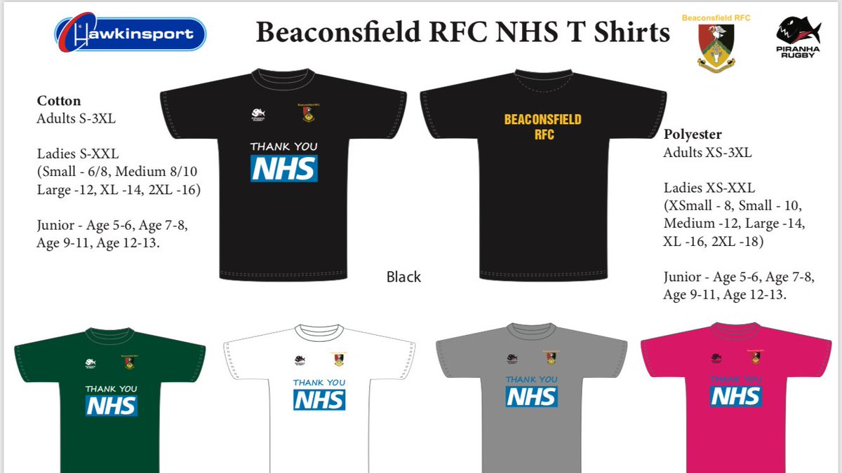 beaconsfieldrfc's tweet photo. 400 t-shirts sold in 4 days. A fantastic effort and hopefully generating a nice profit for the #NHS https://t.co/UZZrdyNT5Y