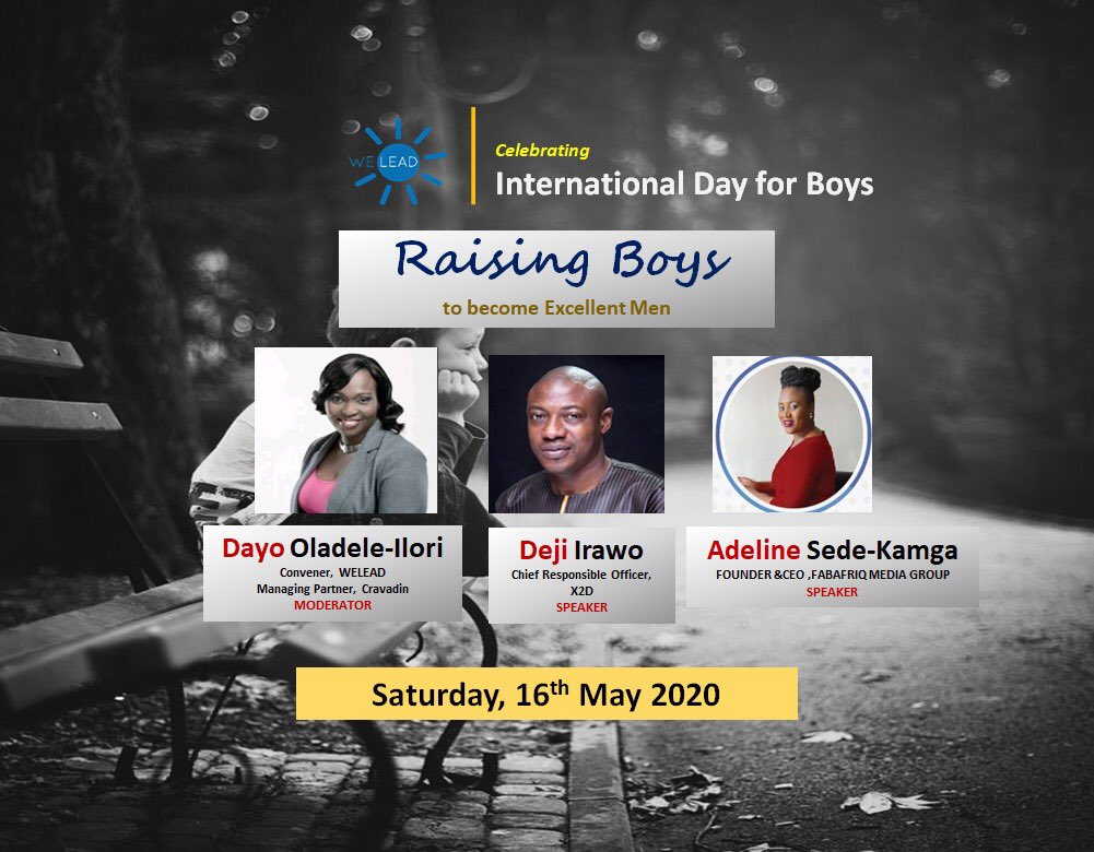 adelinesedek's tweet photo. We are celebrating the International Day of the Boy Child and will be celebrating all the positive elements that boys bring to their families and communities.Saturday 16th May 2020. at 4 pmFacebook Live: Welead Network
Zoom: [https://t.co/BVFV8nXb5y)
#weleadnetwork #weleadboys https://t.co/APWSk04lhk