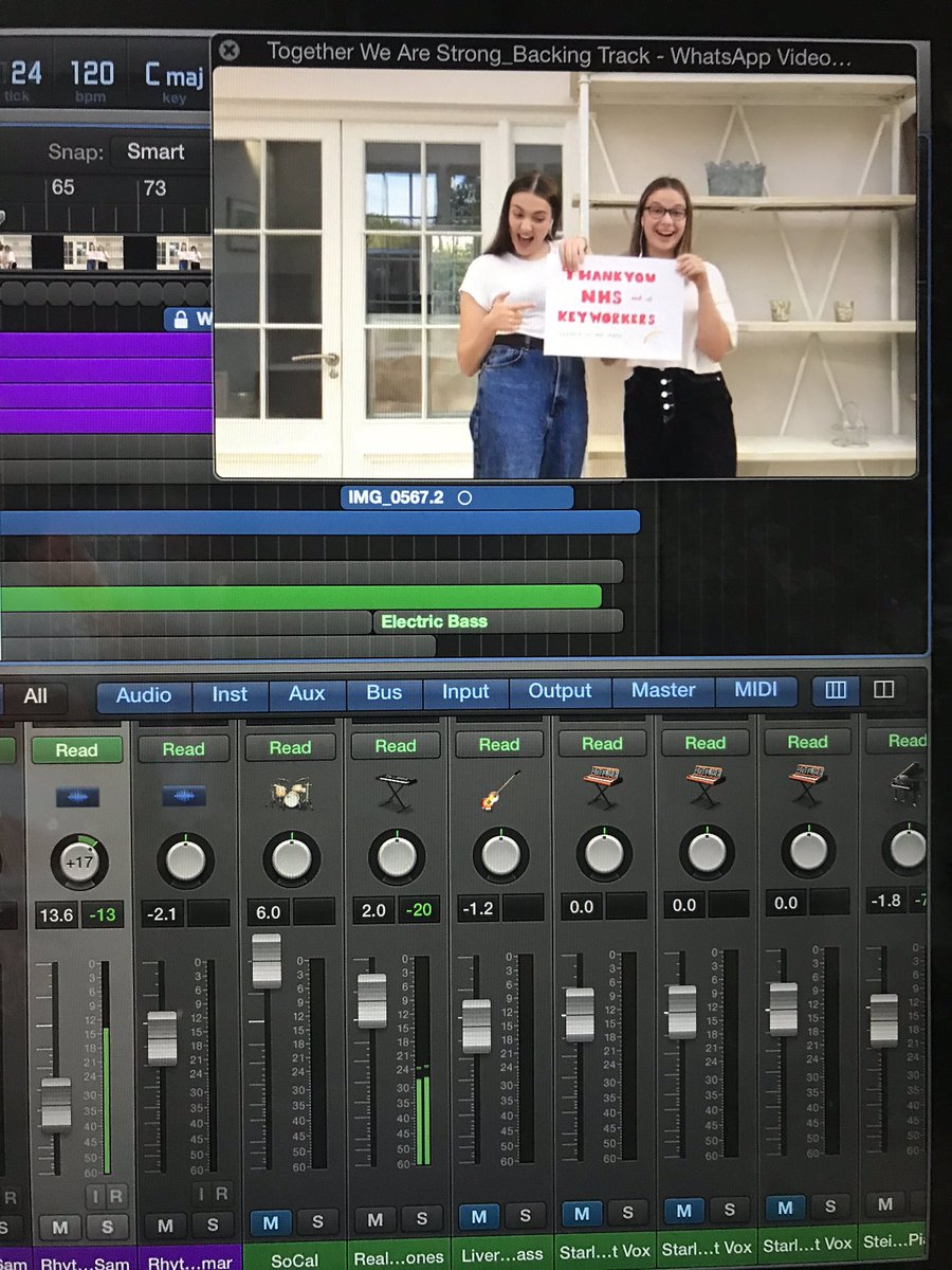 MarkDavidBoden's tweet photo. Wonderful to listen to audio flooding in of my #arrangement of ‘Together We Are Strong’. Spent the morning #mixing over 50 separate tracks #recorded remotely by talented current &amp; former pupils @KESBath - huge thanks to all! Not long before we launch our video  #ThankYouNHS 😃 https://t.co/nWs2ELORur