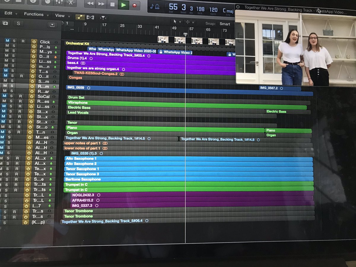 MarkDavidBoden's tweet photo. Wonderful to listen to audio flooding in of my #arrangement of ‘Together We Are Strong’. Spent the morning #mixing over 50 separate tracks #recorded remotely by talented current &amp; former pupils @KESBath - huge thanks to all! Not long before we launch our video  #ThankYouNHS 😃 https://t.co/nWs2ELORur