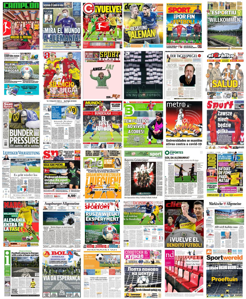 futpapers_en's tweet photo. @brfootball Front pages around the world #Bundesliga https://t.co/1wouSO39pJ