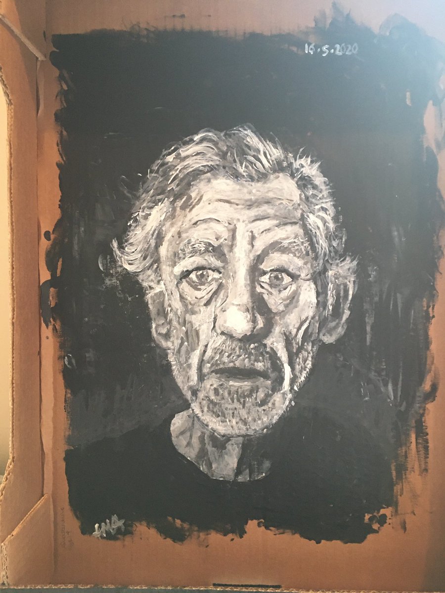 oliver_cunliffe's tweet image. So my best friend Fran who is 14 is a very talented artist. She did this yesterday of @ianMckellen what do you all think?! Good huh? @Cassallen78