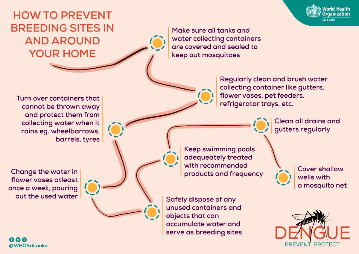 WHOSriLanka's tweet photo. How to prevent mosquito breeding sites in and around your home 👇🦟 #SriLanka #lka #PreventProtect @HPBSriLanka  @WHOSEARO https://t.co/OW3FS7feon