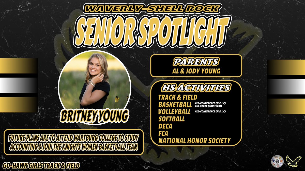 DLitt01's tweet photo. Congratulations and thank you to Senior Britney Young. We are proud of your accomplishments and being part of our Go-Hawk Track &amp; Field Program. #IAHSSeniors #IowaGirl @GoHawkNation @IGHSAU @GoHawkBoosters @KWAYWaverly @JasonMilke1 @AthleticsWsr https://t.co/oCMjYLfBUE