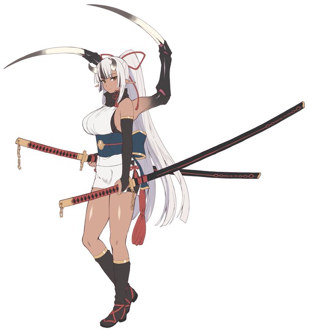 牛鬼の娘なので、本気を出すと肩甲骨あたりから父親譲りの腕が最大4本まで生えて疑似六刀流とかやっちゃう 