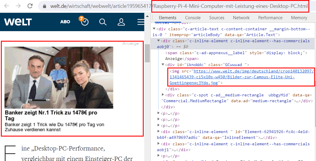 msxfaq's tweet image. Hallo @welt. Schon einmal daran gedacht, dass zweifelhafte Werbung auch den eigenen Ruf ruinieren kann? Auf einem Artikel zum #RaspPi wird Werbung für Daytrading eingeblendet, der Image-Name suggeriert @uniGoettingen.  Da bleibe ich besser ganz weg.