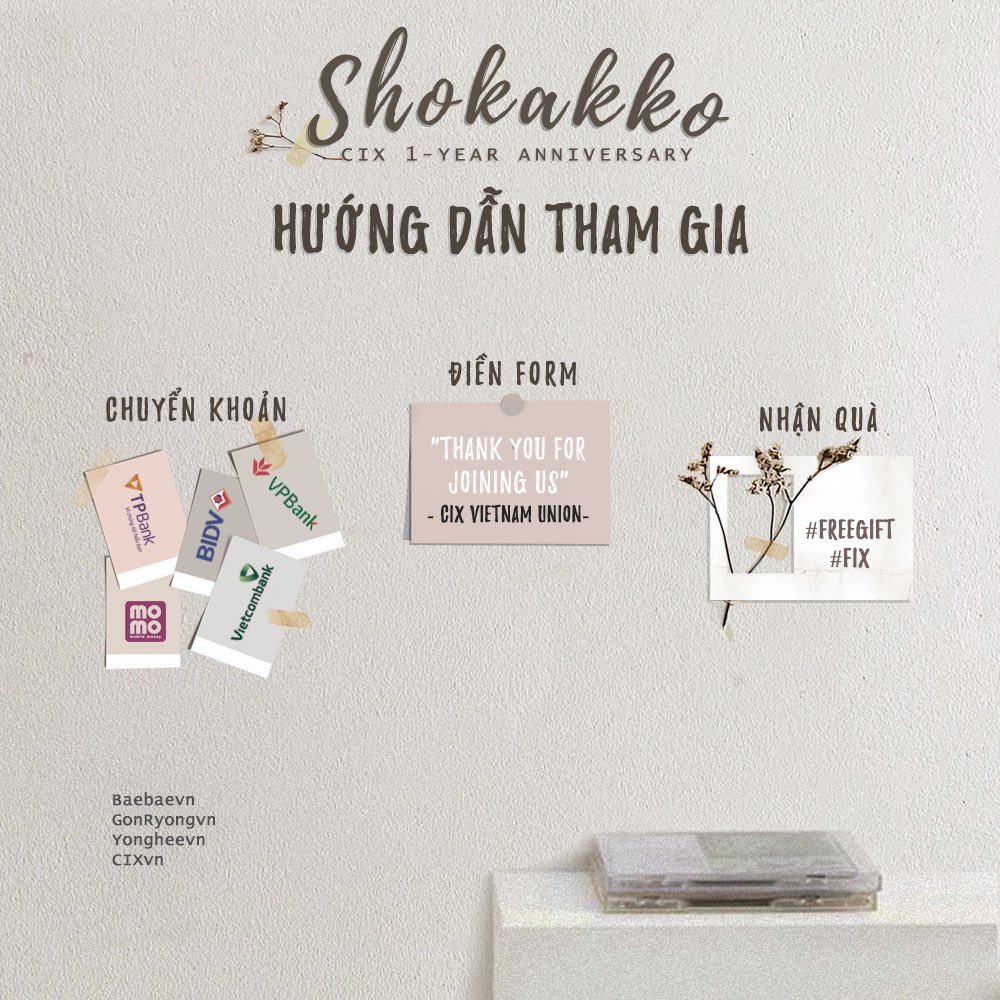 CIXVietnamUnion's tweet photo. ⭐️ "SHOKAKKO" | #CIX 1-YEAR ANNIVERSARY ✨

🌱 PROJECT No.1: Charity Donation
🌱 PROJECT No.2: -Coming Soon-

Event details: https://t.co/8YzGtwHGHl

#FIX #씨아이엑스 #FIXVietnam #CIXVietnamUnion #Fanproject #픽스 https://t.co/DR4xckblAw