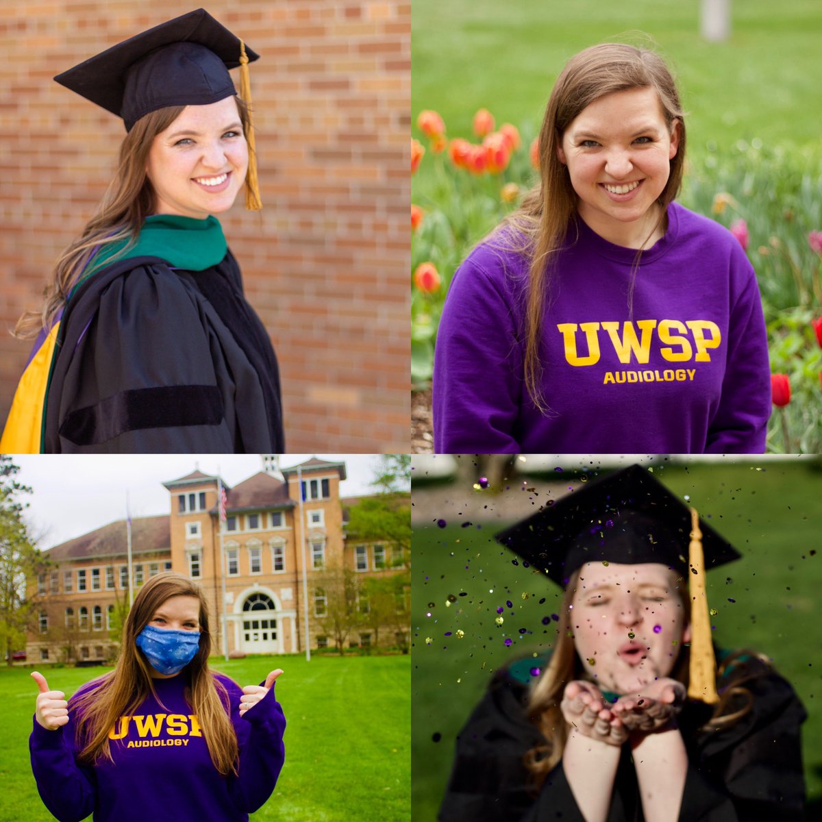 CWoelf's tweet photo. Not the graduation I pictured, but proud of my accomplishments all the same! Officially a Doctor of Audiology. #UWSPGrad #ClassOf2020 #Graduate #Doctorate https://t.co/CrF1iT6lUQ