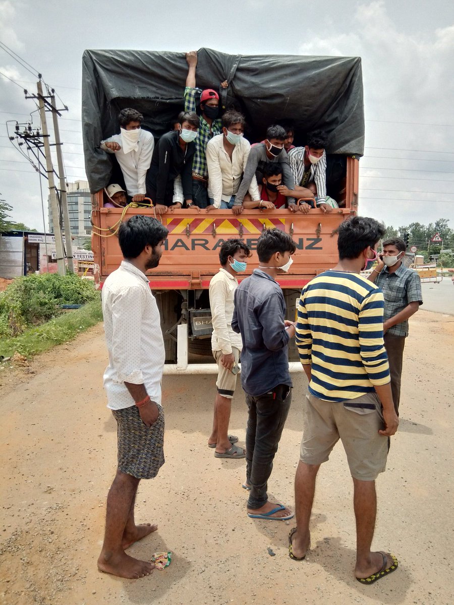 80 daily wage labourers (3 children) spent their last remaining savings to pay for this truck to get them from Coimbatore to home in UP. They paid the truck owner a grand total of 2.5 lakhsthe owner scooted with most of the money, leaving the driver with just enough for fuel(9/n)