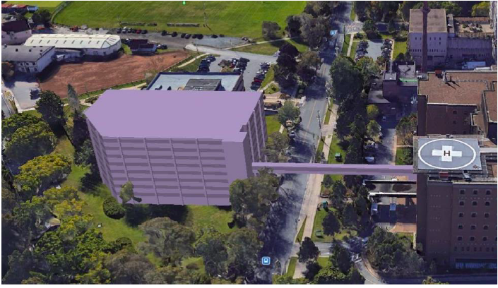 FriendsHalifax's tweet photo. A 513 stall parking garage is not pretty no matter which way you see it. The second 1000-stall parking garage will be tucked in on the bottom right. Tragic use of valuable health care dollars. Thank you P3 Minister Lloyd Hines. #halifaxcommon https://t.co/FWkURFxeV3