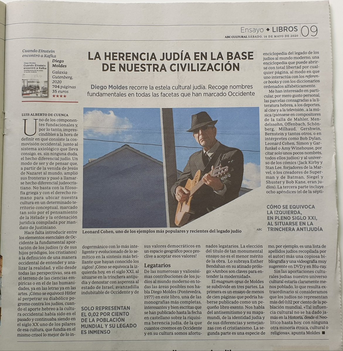 Hoy en el diario @abc_es @ABC_Cultural
el gran Luis Alberto de Cuenca reseña a toda página mi libro #CuandoEinsteinEncontróAKafka #galaxiagutenberg Un honor viniendo de uno de los mayores eruditos y literatos del mundo hispánico. #libros #ensayo #judíos #literatura #cultura