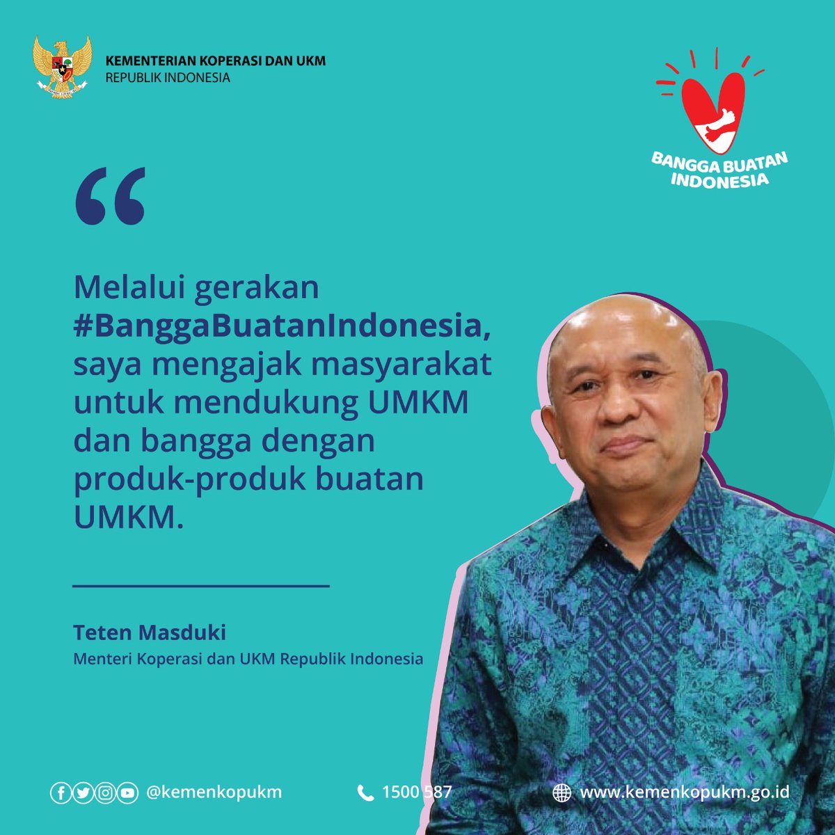 kemenkop_'s tweet photo. Banyak sekali produk Indonesia dengan kualitas bagus dan bahkan melampaui barang impor loh! Mulai saat ini, yuk kita bangkitkan kembali ekonomi bangsa dengan menggunakan dan mengkonsumsi produk-produk dari dalam negeri. 

#KemenKopUKM
#SiapBersamaKUMKM
#BanggaBuatanIndonesia https://t.co/vVND3l7fN3