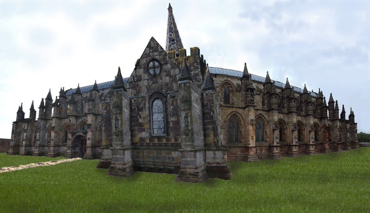 andrewsp2009's tweet photo. Rosslyn Chapel (Scotland) reconstruction suggestion had site been completed to original cruciform Plan with extra vault. (Fish eye lense image). A Sinclair family build. #RosslynChapel #ClanSinclair https://t.co/qxpbKOuMMS