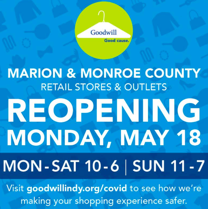 We are excited to announce that our Marion and Monroe County stores will be reopening Monday, May 18, from 10 a.m. - 6 p.m! They will join the other stores we opened across central &amp; southern Indiana on May 6. See you there!