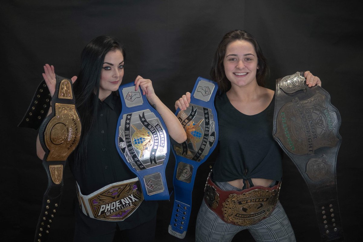 Missing Irish wrestling want a happy flash back Remember the time woke queens had a lot of title belts Ott woman title Pheniox wrestling title Irish junior heavyweight title Not sure what the other belts are one is a tag title belt  @DebbieKeitel  @Real_Valkyrie