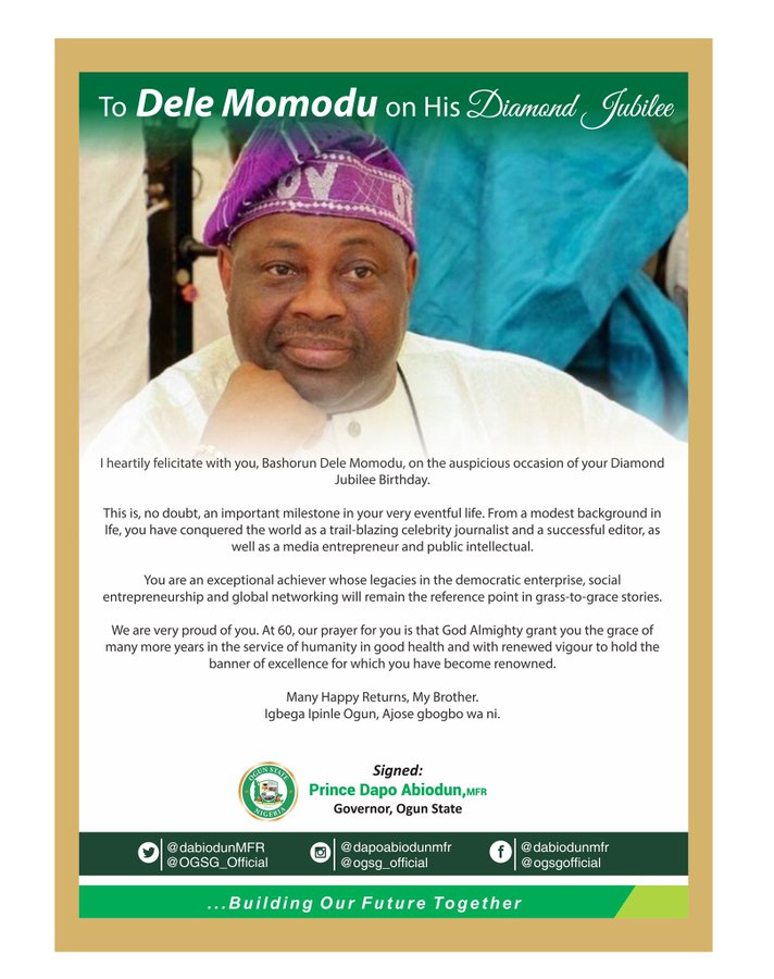 Dapo Abiodun celebrates Dele Momodu as he clocks 60