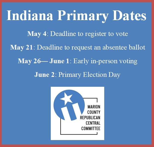IndyGOP's tweet photo. DONT FORGET: There is still time to request an absentee ballot. Early in-person voting is May 26 - June 1. #IndianaElection https://t.co/72VlVip8tj