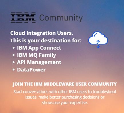 Join the Discussion in the IBM Middleware User Community: 
 ibm.co/2FgHXmd

#ibm #ibmcommunity #middleware #cloudintegration #apimanagement #mq #datapower #onlinecommunity #blogs #webcast #ama
