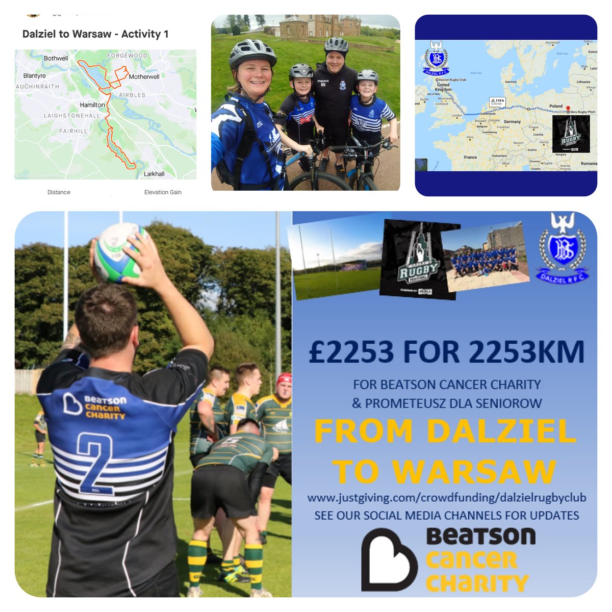 elaine neilson (@elaine_neilson) on Twitter photo We each cycled 27km this morning to contribute towards the <a href="/DalzielRugby/">Dalziel RFC</a> to Warsaw challenge, 2253km in 7 days for <a href="/Beatson_Charity/">Beatson Cancer Charity</a> in Scotland and Prometeusz Dla Seniorów in Poland.
If you wish to donate, you can do so at justgiving.com/crowdfunding/d… We each cycled 27km this morning to contribute towards the <a href="/DalzielRugby/">Dalziel RFC</a> to Warsaw challenge, 2253km in 7 days for <a href="/Beatson_Charity/">Beatson Cancer Charity</a> in Scotland and Prometeusz Dla Seniorów in Poland.
If you wish to donate, you can do so at justgiving.com/crowdfunding/d…