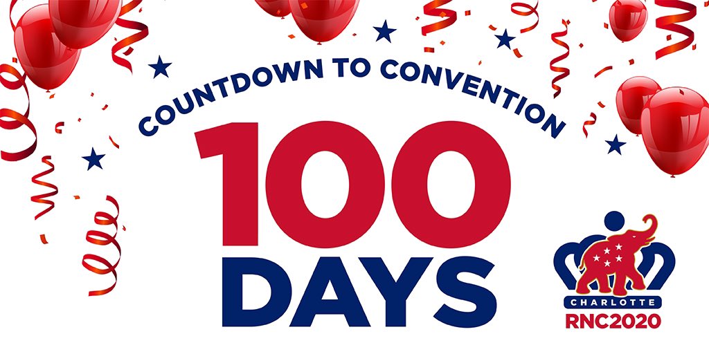 TNGOP's tweet image. We can’t wait to re-elect @realDonaldTrump at the @GOPconvention only 100 days from now! #FourMoreYears #KAG2020 #AmericaFirst #RNCinCLT
