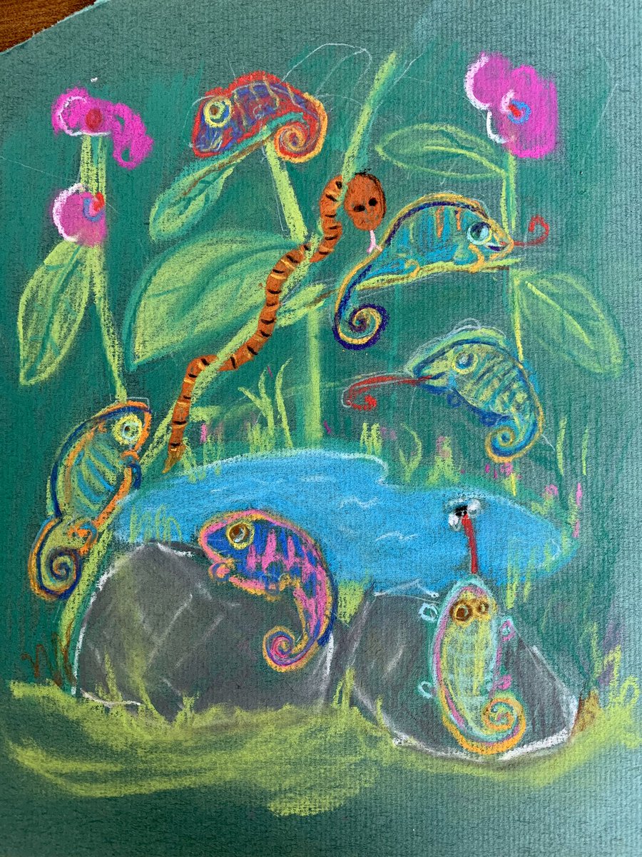 #noelsartclub <a href="/noelfielding11/">noel fielding</a>  Chameleon gang and their snake pal