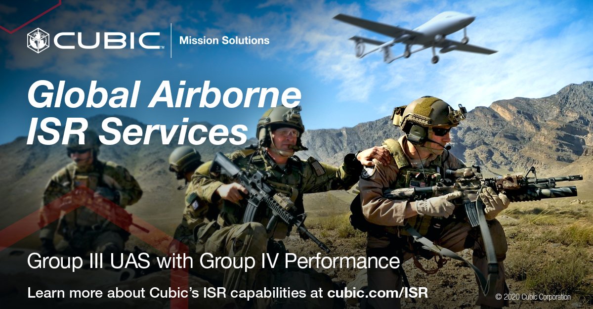 Cubic_MS's tweet photo. With simultaneous Multi-INT payloads for full Reconnaissance, Surveillance and Target Acquisition and a 45cm BLOS high-throughput #SATCOM, ISR-ONE delivers powerful capabilities for global special operations. Learn more at https://t.co/6uy03Qla8m
#vSOFIC #USSOCOM #UAS #SOF https://t.co/EObIk1gls2