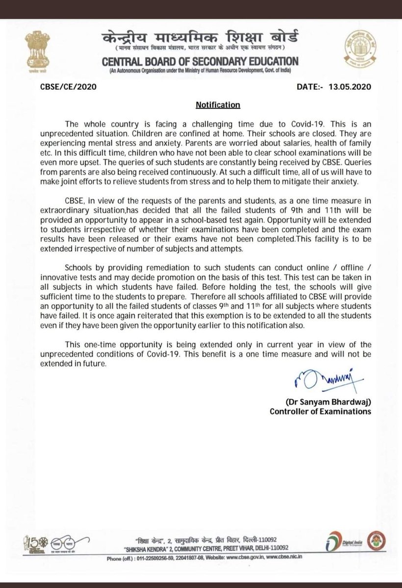 pulakagarwal's tweet photo. #CBSE has given provision to failed students of 9th and 11th of last academic session to sit for school based exam again. Info in the pic. @EdNewSolutions @cbseindia29 #EDNEW #edlearno #edtech #edu #education #schools #SchoolLeaders #Principals #teachers https://t.co/PgkXvuAgQN