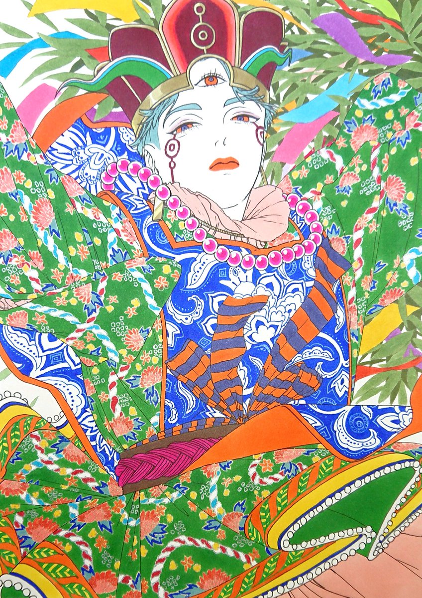 「線画の時点で立体にできればバケツ塗りでもちゃんと立体!
ふと思ったけど緑多いな 」|依田川のイラスト