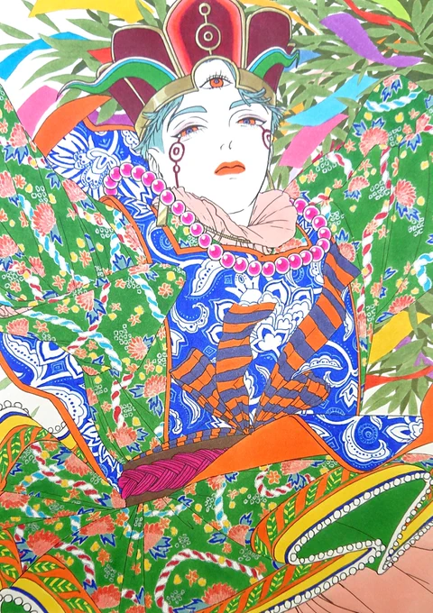 線画の時点で立体にできればバケツ塗りでもちゃんと立体!
ふと思ったけど緑多いな 