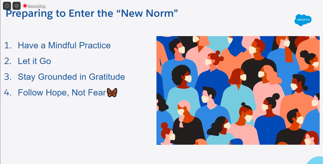 4 Simple Tips to deal with the #NewNormal

1. Have a mindful practice
2. Let is go
3. Stay grounded in gratitude
4. Follow hope, not fear

Golden words from @LeahBMH at #VirtualDreamin20 

This too shall pass!

#Pandemic
#COVID