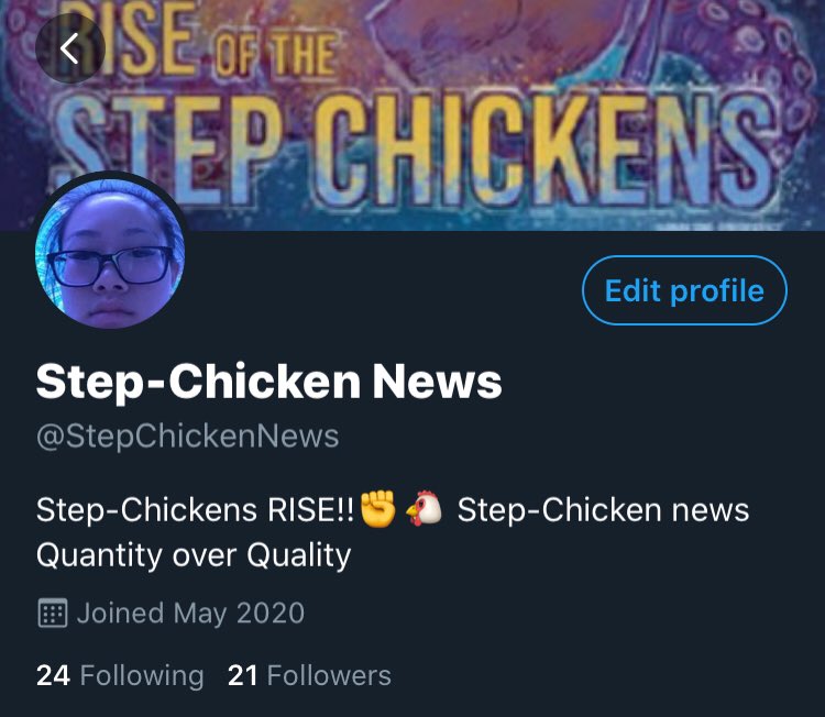 StepChickenNews's tweet photo. Thank you #Stepchickens for 20+ followers!WE WILL RISE!!✊👌🐔🐓🐓🙏 https://t.co/sOBMa9vya0
