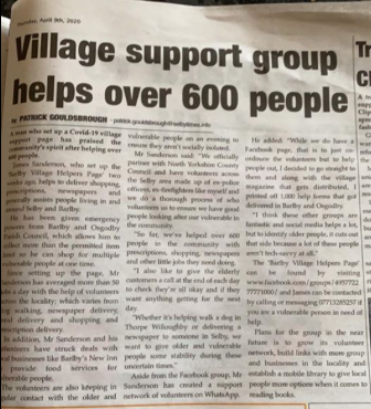 BrightBarlby's tweet photo. Thank you to @Selby_Times for the great articles on how #BarlbyBright is supporting our local community during lockdown 
#Selby #Barlby https://t.co/qQqRkVquWZ