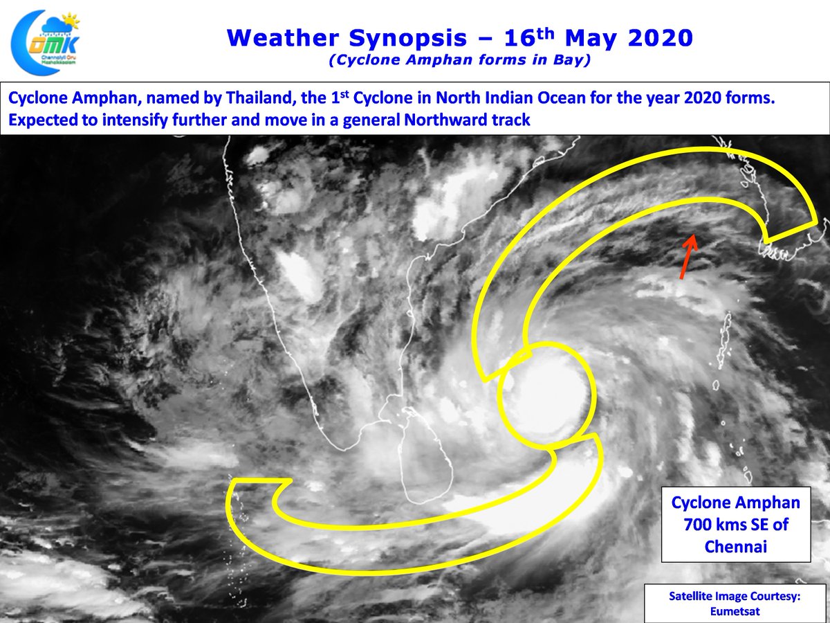 Chennairains Comk On Twitter Imd Confirms Cycloneamphan The 1st Cyclone In N Indian Ocean For 2020 It Is Currently About 700 Kms Se Of Chennai Expected To Intensify Further Over The Course
