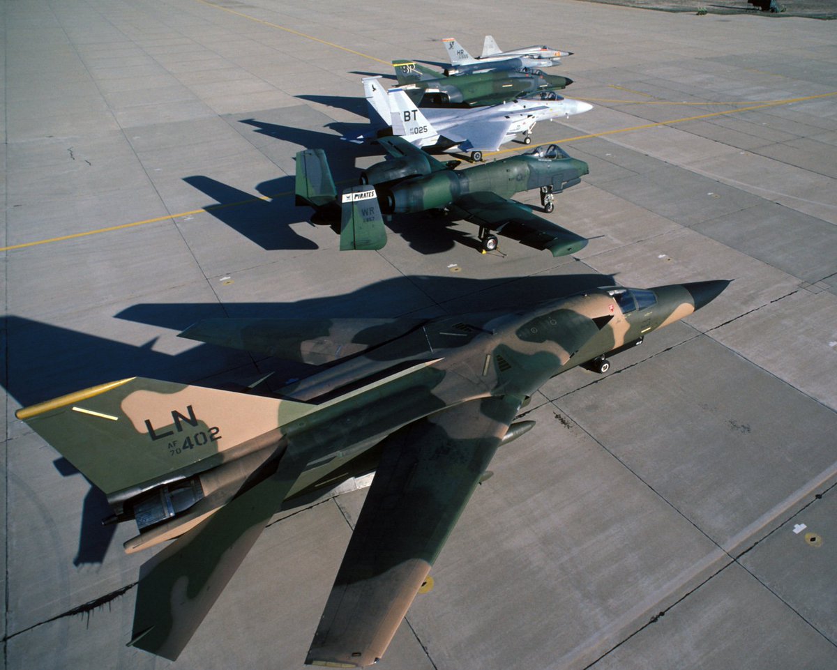 TheDeadDistrict's tweet photo. #ICYMI:
#USAF in #Europe in 1987: #F111F 493rd TFS, 48th TFW, RAF Lknheath; #A10A 509th TFS, 81st TFW, RAF Wdbrdge; #F15C, 525th TFS, 36th TFW, Bitburg; #F4E, 81st TFS, 52nd TFW, Spngdhlem; #F16A 496th TFS, 50th TFW, Hahn; and a #F5E #Tiger II 527th Aggr Sq, #RAF Alcnbury. https://t.co/eASgvJ58Rs