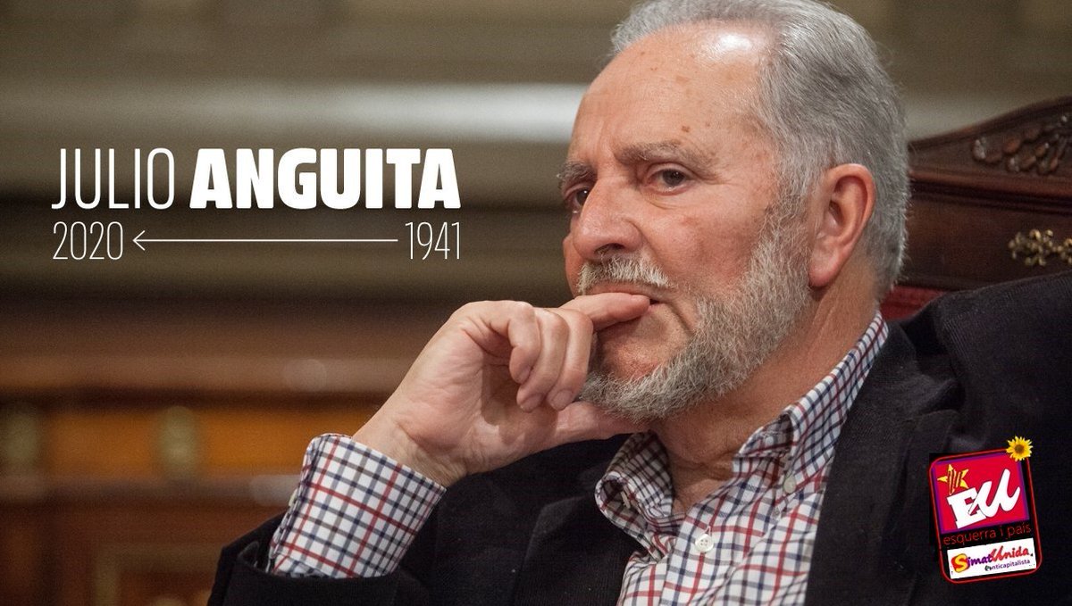 VMansanet's tweet photo. La pèrdua de Julio Anguita ens deixa un buit al cor. Però accentua la seua imatge d'home honest, íntegre, coherent amb les seues idees, lluitador i rebel. Un home digne. Que la terra li siga lleu. https://t.co/GGoXhE8QIe
